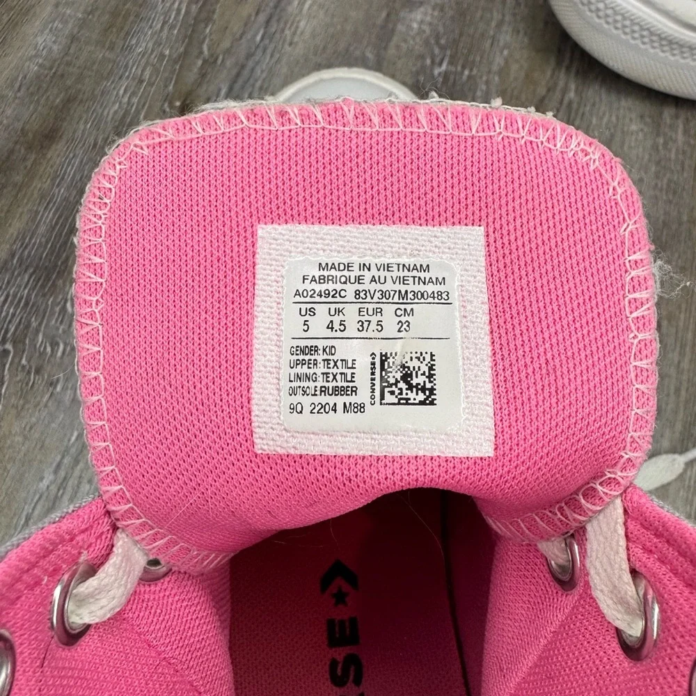 Converse All Star Chuck Taylor Grey Pink Canvas High Top Platform Shoes Kids 5